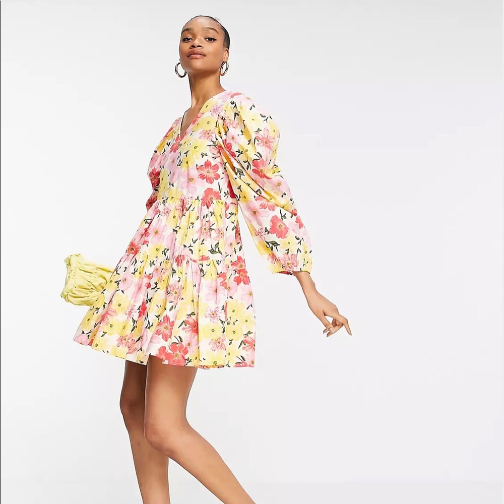 YAS brand puff sleeve dress
